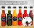 GMISUN Mini Hot Sauce Bottles 5 oz - 24 Pack Woozy Bottles with Black Caps, Shrink Capsules, Dripper Inserts, Funnel and Labels, Small Glass Bottle Dispenser for Homemade Hot Sauces, Dressings, Juice