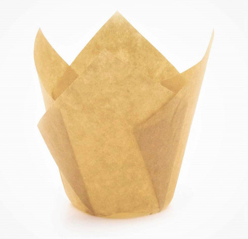Decony Large Tulip Baking Cup Liners Muffin Cupcake Paper Liners -200 pack - Great for large cupcakes and muffins - Appx. 200 Ct. 2 3/4-4 (Natural)