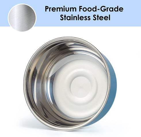 Lille Home Premium Stainless Steel Food Containers/Bento Lunch Box With Anti-Slip Exterior, Set of 3, 420ML, 730ML,1.2L, Leakproof, BPA Free, Portion Control (Blue)