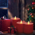 Kitch Aroma D 3.15" H 3.15" Set of 3 Red Flameless Candles Flickering Candles Burgundy Red Color Decorative Battery Flameless Candle Classic Real Wax Pillar with Dancing LED Flame with Remote Control