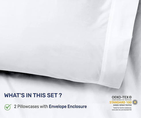 CALIFORNIA DESIGN DEN Silky Smooth and Soft Cases for Hair & Skin, Fabric from 100% Bamboo, Set of 2 Cooling Bamboo Pillow Cases Standard Size, Fits Standard & Queen Pillows, Rayon (Bright White)
