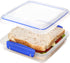 Sistema KLIP IT Collection Sandwich Box 1.9 Cup Compact Food Storage Container, 3 Pack, Clear/Blue, Great for Meal Prep, BPA Free, Reusable