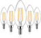 Ascher E12 Candelabra LED Light Bulbs 60 Watt Equivalent, 550 Lumen, Warm White 2700K, Clear LED Filament Candle Bulbs, Non-Dimmable, Pack of 5