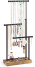 SRIWATANA Jewelry Organizer Stand, Extra Tall Necklace Holder Jewelry Holder (Carbonized Black & Black)