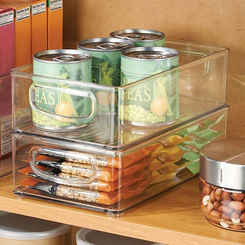 MLTS Fridge organizer | Stackable Storage Bins Clear Plastic Pantry Rack Refrigerator Kitchen Cabinet Frozen pod dividers Mini can holder Food Safe Multiple Use Pack of 2