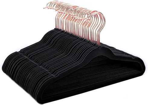 HOUSE DAY Kids Velvet Hangers,60 Pack Non Slip Baby Hangers Ultra Slim Space Saving Childrens Hangers,14" Size for Infant & Toddler Clothes (Black)