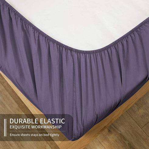 EaseHome Queen Size Sheets Set - Extra Soft Luxury Brushed Microfiber Queen Bed Sheets with 15 inch Deep Pocket - Comforterble Wrinkle Fade and Hypoallergenic- 4 Piece (Queen,Purple)