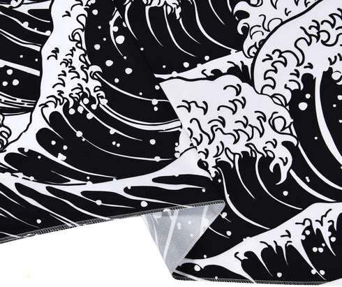 Japanese Wave Tapestry,Kanagawa Great Wave Wall Tapestry, Wave Tapestry with Sun Tapestries, Black and White Tapestry for Room