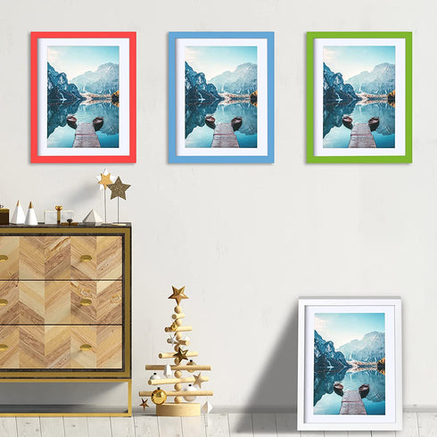 11x14 Picture Frames Red Display Picture Frame A4 Solid Wood with Mat Wooden Photo Frame for Wall Hanging or Table Top Home Decoration-11x14 Red(1 Pack)