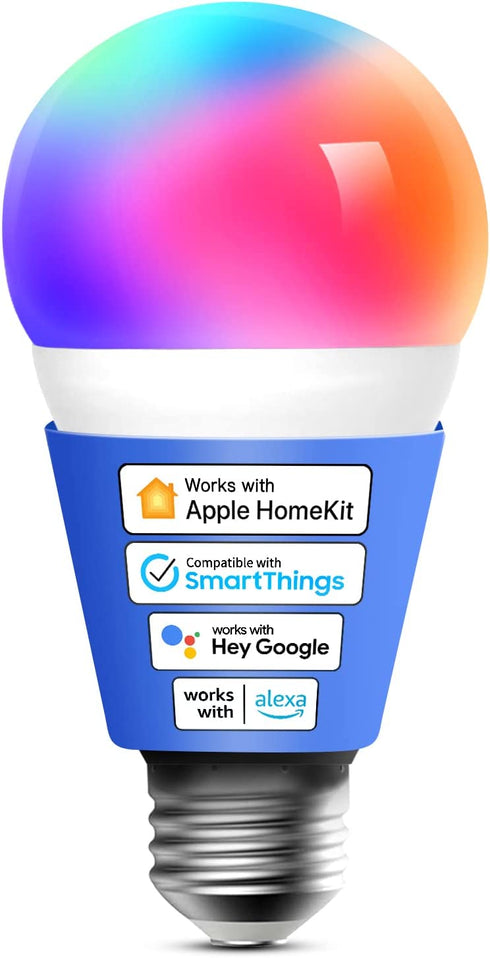 Smart Light Bulb, meross Smart WiFi LED Bulbs Compatible with Apple HomeKit, Siri, Alexa, Google Assistant and SmartThings, Dimmable E26 Multicolor 2700K-6500K RGBCW, 810 Lumens 60W Equivalent, 1 Pack