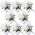 Men Wedding Boutonniere Wedding Flowers Buttonholes Accessories Groom Groomsman Prom Party Suit Decoration (8, White 7)
