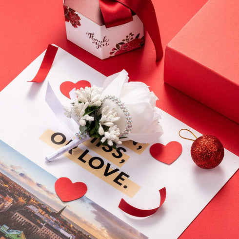 Men Wedding Boutonniere Wedding Flowers Buttonholes Accessories Groom Groomsman Prom Party Suit Decoration (8, White 7)