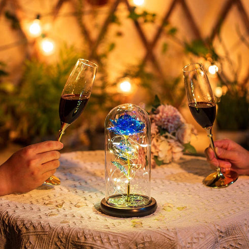Galaxy Rose, Gifts for Mom LED Lights Everlasting Crystal, Beauty and Beast Rose, Rose in Glass Dome Galaxy Rose Flower Gift for Anniversary Valentines Girlfriend Wife Women, Birthday, Christmas