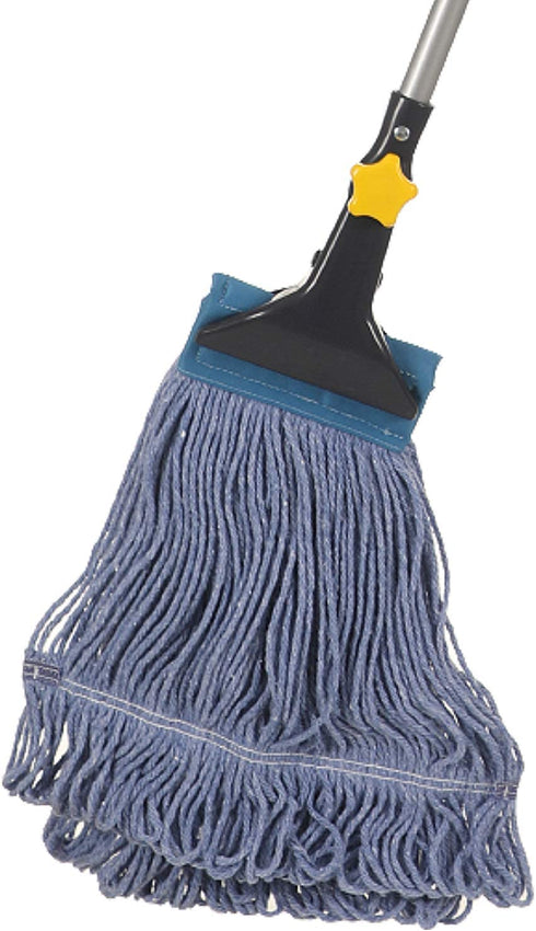 Yocada Looped-End String Wet Mop Heavy Duty Cotton Mop Commercial Industrial Grade Telescopic Iron Pole Jaw Clamp Floor Cleaning 55.1"