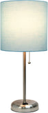 Limelights LT2024-AQU Stick Charging Outlet Table Lamp, Brushed Steel Base/Aqua Shade