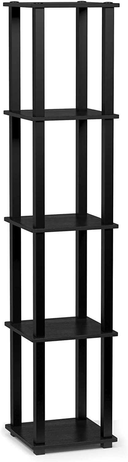 FURINNO Turn-S-Tube 5-Tier Corner Square Rack Display Shelf, Americano/Black