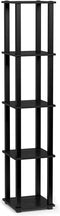 FURINNO Turn-S-Tube 5-Tier Corner Square Rack Display Shelf, Americano/Black