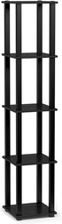 FURINNO Turn-S-Tube 5-Tier Corner Square Rack Display Shelf, Americano/Black