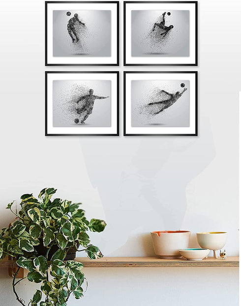 Soccer Wall Art Prints - Particle Silhouette Set of 4 (8x10) Poster Photos - Man Cave- Bedroom Decor