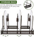 Expandable Pot and Pan Organizer Rack, Pans Pots Lid Organizer Rack Holder for Kitchen Counter Cabinet Pantry Bakeware Organizer Rack Holder with 7 Adjustable Compartments (BRONZE, 7)