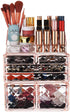 ZHIAI Makeup Organizer Acrylic Cosmetic Storage Drawers and Jewelry Display Box Transparent (Style A(Pink Diamond): 1 Top, 2 Small, 2 Large, 2 Square Drawers)