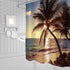 XZMAN Beach Shower Curtain Tropical Hawaii Coastal Palm Tree Ocean Sunset Wave Nature Landscape Black Yellow Fabric Bathroom Decor Curtain Set Include Hooks,(70" WX70 H)
