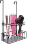 ULIOK Hair Dryer Holder Over Door/Wall Mount Hair Care & Styling Tool Organizer Storage Basket for Flat Irons, Curling Wands, Hair Straighteners, Brushes, 3 Sections Bathroom Organizer Metal Basket