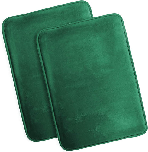 Clara Clark Bathroom Rugs, Ultra Soft Plush Bath Mat for Bathroom, Non-Slip, Velvet Memory Foam Set of 2 Bath Rugs, 17 x 24, Solid Hunter Green