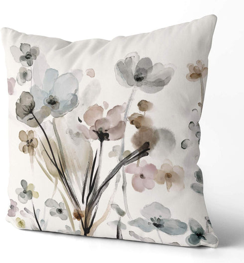 Flower Throw Pillow Covers 20x20 Set of 2, Cozy Flowers Pillow Cushion Cases, Modern Decorative Square Pillowcases for Sofa Couch Bedroom Living Room Car Seat