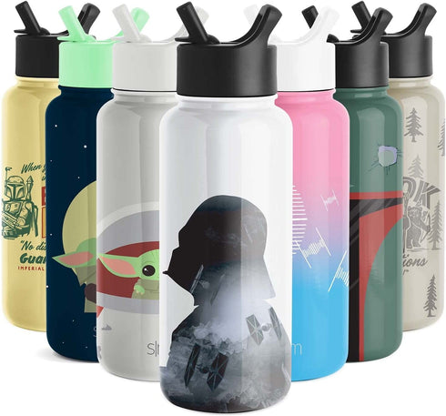 Simple Modern Star Wars Character Water Bottle with Straw Lid Vacuum Insulated Stainless Steel Metal Thermos | Reusable Leak Proof Flask for Gym, Travel, Sports | Summit Collection | 32oz Vader Nation