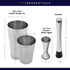 TheBarsentials Boston Shaker Set for Cocktails with 28oz and 18oz Weighted Tins, Professional Muddler and Jigger - Stainless Steel Bar Tools (4pc set)