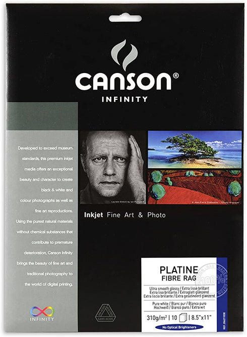 Canson Infinity Platine Fibre Rag Fine Art Paper, 310 Gram , 8.5 x 11 Inch, 10 Sheets