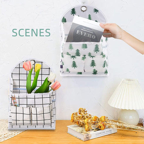 3 Pcs Wall Hanging Organizer Bags with Hooks, Waterproof Door Closet Storage Bags, Hanging Pockets, Linen-Cotton Storage Bags, Bedside Storage, Baby Storage, Doorway Key Letter Storage