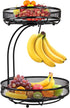 Gbasics Fruit Basket, 2 Tiers Fruit Bowl with Banana Hanger, Detachable Design Kitchen Countertop Organizer for Fruit Vegetable Storage
