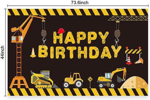 Luxiocio Construction Birthday Party Banner Backdrop with Balloon Garland Arch Supplies, Construction Themed Happy Birthday Poster Decorations, Dump Truck Birthday Party Decor Sign for Outdoor Indoor
