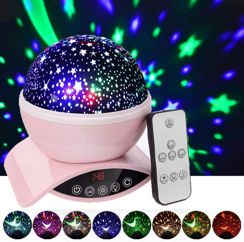 Elecstars Night Lights, Rechargeable Star Projector with Remote Control and Timer Auto Off Design, Rotating Projection Lighting Lamp, Room Decor (Pink)