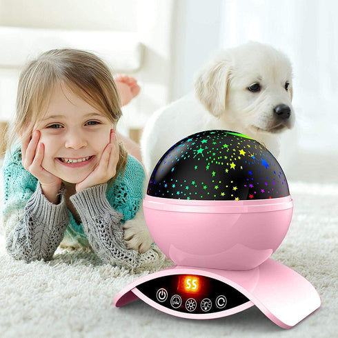Elecstars Night Lights, Rechargeable Star Projector with Remote Control and Timer Auto Off Design, Rotating Projection Lighting Lamp, Room Decor (Pink)