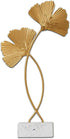 Gingko Leaf Decor Desktop Ornament European Iron Wall Sculptures Art Gold Gingko Leaf Miniatures Home Desktop Statues for Living Room Bedroom Office Decoration