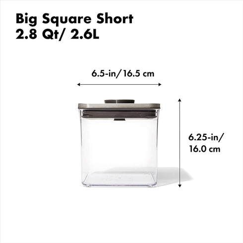 OXO Steel POP Container Big Short Sqaure - 2.8 Qt for Cereal, Grains and More