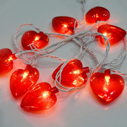 Doratale 8.5Ft Valentine's Day Decorations String Lights, Red Heart String Lights Outdoor with 10 Bulbs, Connectable Valentine's Day Fairy Heart Shape Lights for Indoor Outdoor Holiday Party Wedding