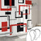 DESIHOM Red Geometric Shower Curtain with 12 Rust-Resistant Metal Glide Shower Hooks, Black/Red Modern Shower Curtain Polyester Fabric-72" x 72"