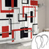 DESIHOM Red Geometric Shower Curtain with 12 Rust-Resistant Metal Glide Shower Hooks, Black/Red Modern Shower Curtain Polyester Fabric-72" x 72"