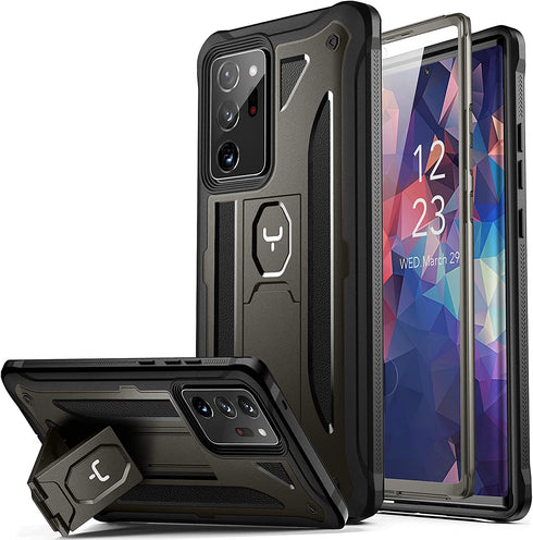 YOUMAKER Samsung Galaxy Note 20 Ultra Case with Built-in Screen Protector & Kickstand Shockproof Full Body Rugged Protective Cover for Galaxy Note 20 Ultra 5G 6.9 inch - Gun