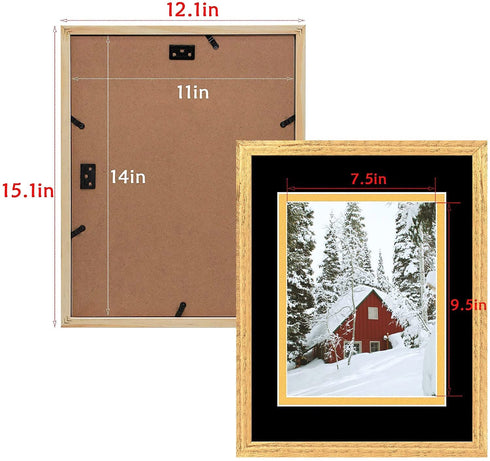 Golden State Art, 11x14 Distressed Gold Wood Frame with Black over Gold Double Mat - Displays 8x10 Photos - Real Glass, Sawtooth Hangers, Back Turn Buttons - Wall Mounting, Landscape, Portrait