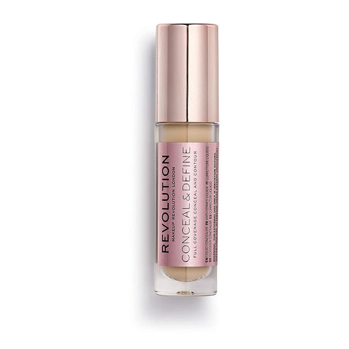 Makeup Revolution Conceal & Define Concealer, Full Coverage Makeup Concealer, Matte Finish & Long Wear, For Medium or Tan Skin Tones, Vegan, C7, 4ml