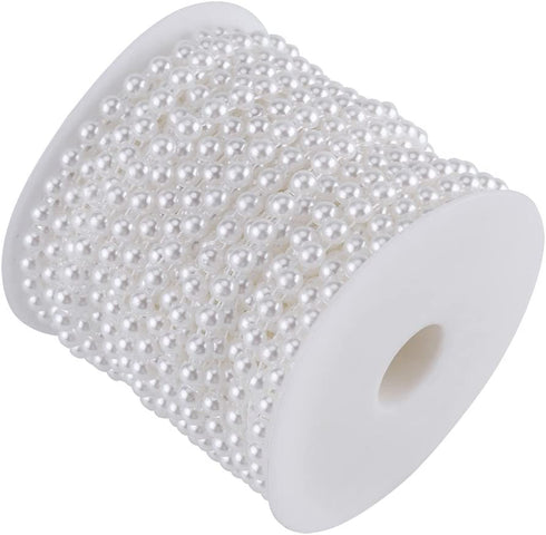 82ft Pearl Beads String, Pearl Garland Beaded Trim, Delicate Decorative Pearls String for Wedding Party Supplies(White)
