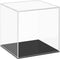 Cliselda Clear Acrylic Display Case with Black Base, Countertop Box Cube Organizer Stand Riser Dustproof Protection Showcase for Action Figures Toys Collectibles (4x4x4 Inch)