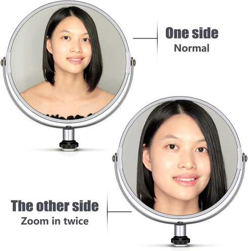 Neewer 8 inches/20 Centimeters Glass Double-Sided Selfie Magnified Circular Makeup Mirror with Adapter for 18 inches Ring Light, Selfie, Portrait, Makeup