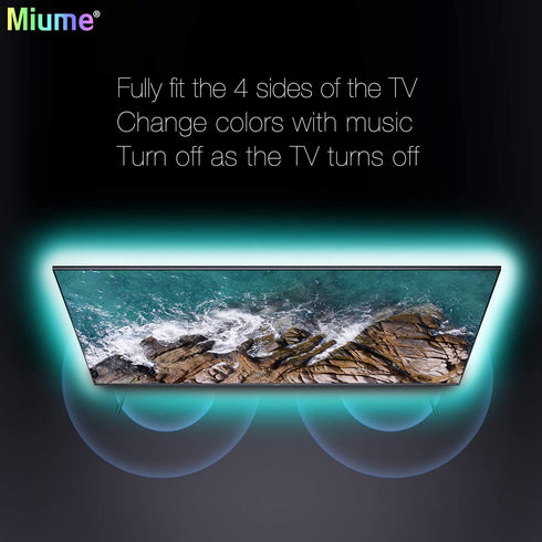 Miume 13.2Ft Music LED Strip Lights for 48-60 inch TV, RGB USB Powered TV Led Backlight with APP Control,TV Led Back Light Kit for Flat Screen TV,PC¦