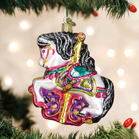 Old World Christmas Selection Glass Blown Ornaments for Christmas Tree, Carousel Horse